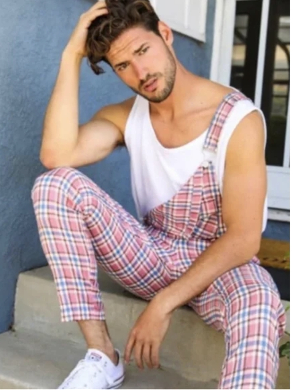 RomperJack Pink plaid pastel Caddyshack Overhauls Overalls. Size Large